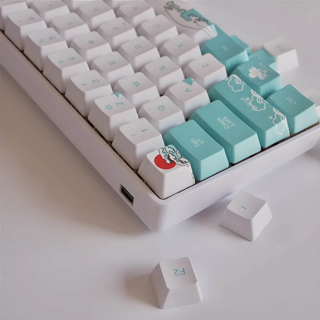 Coral Sea 108-key keycap set for mechanical keyboard with Japanese radical style