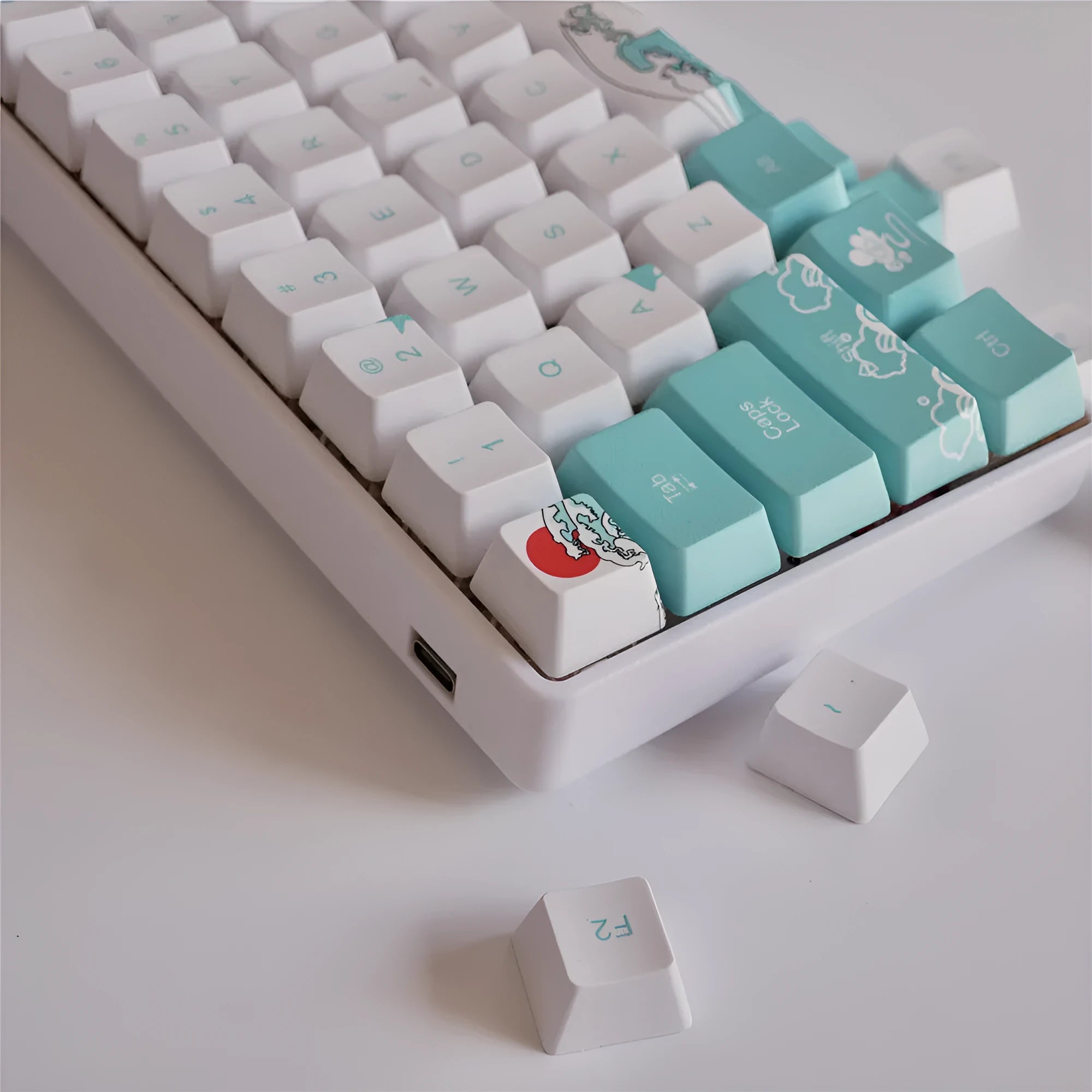 Coral Sea 108-key keycap set for mechanical keyboard with Japanese radical style