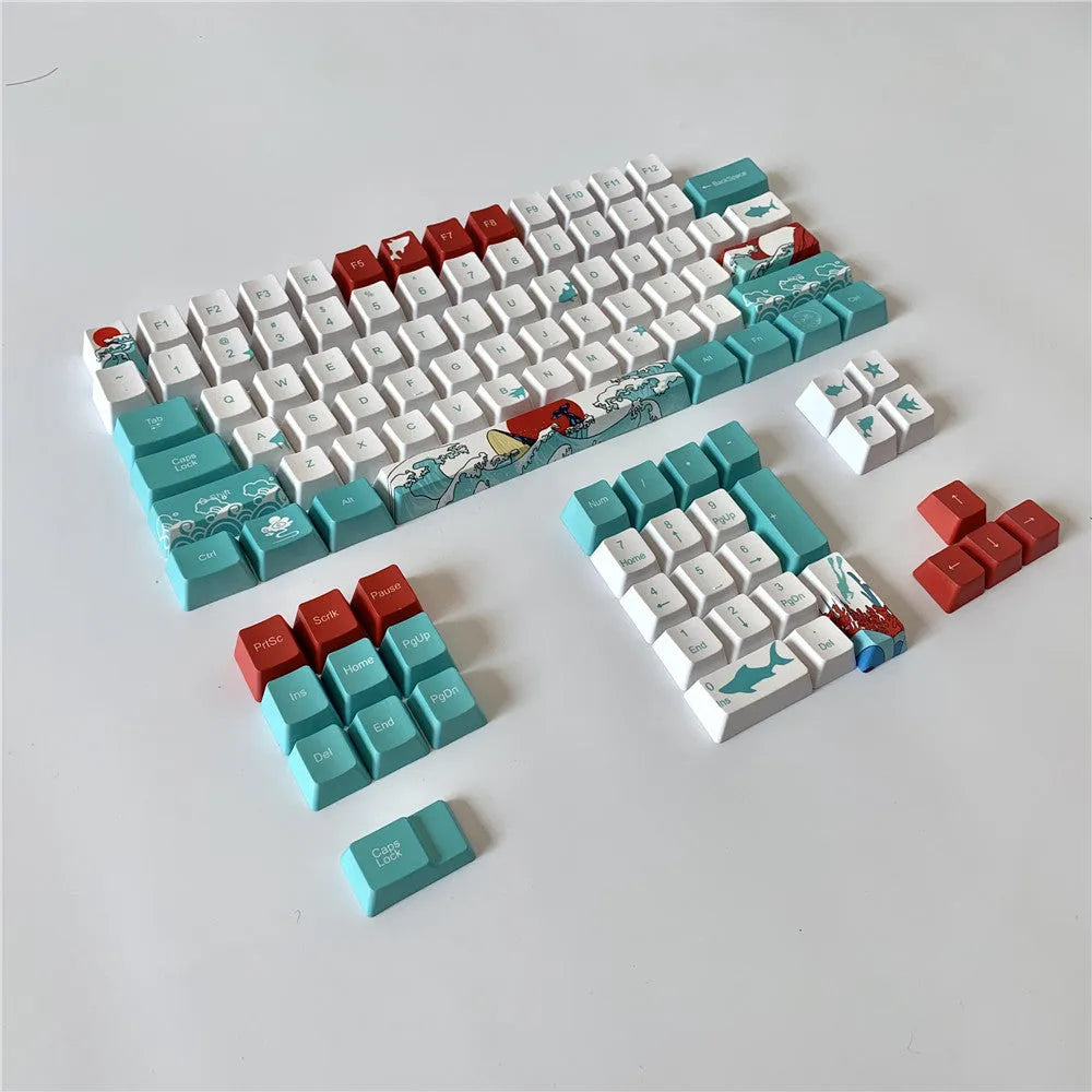 Coral Sea 108-key keycap set for mechanical keyboard with Japanese radical style
