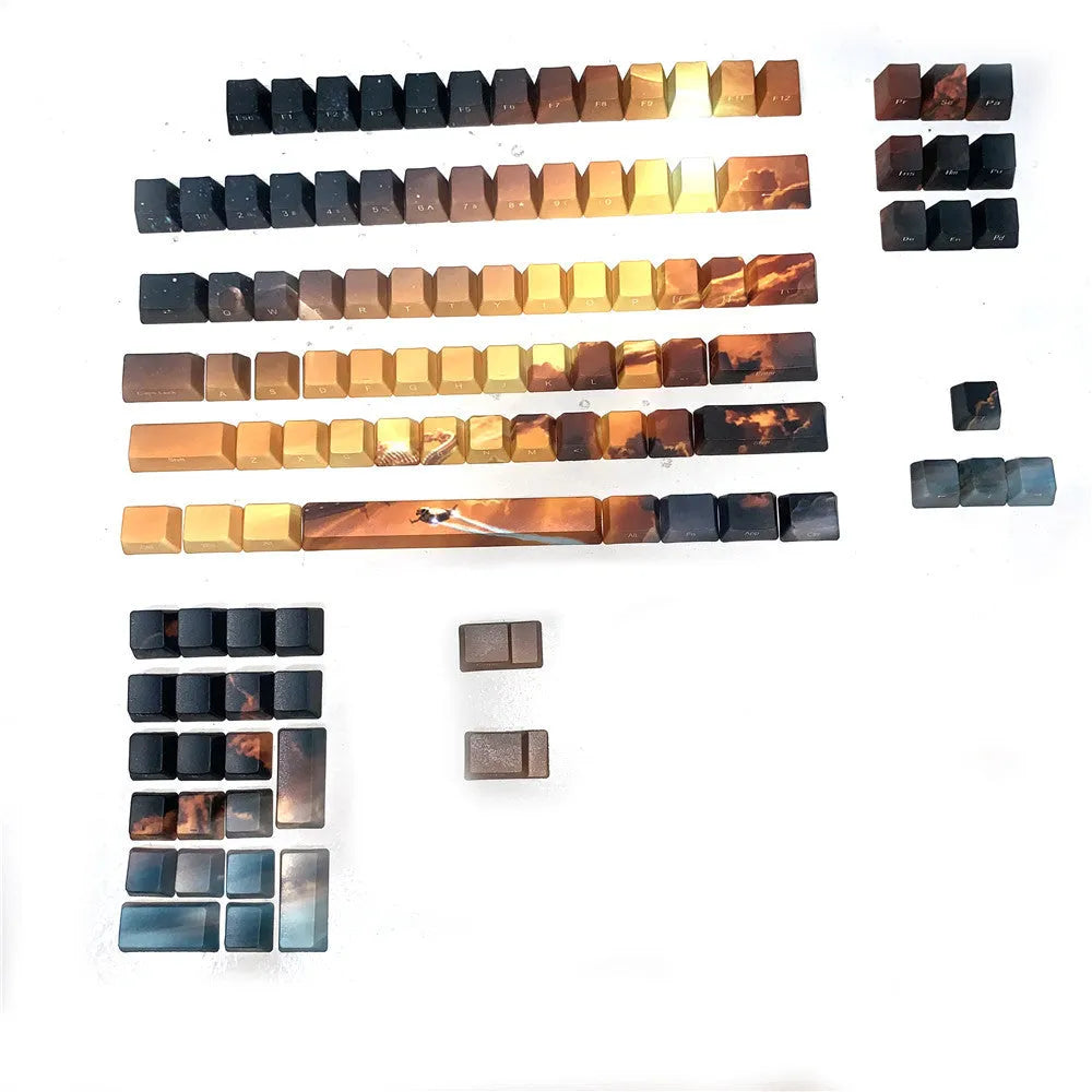 Saturn star engraved mechanical keyboard keycap set with 108+2 keys for Cherry MX compatibility