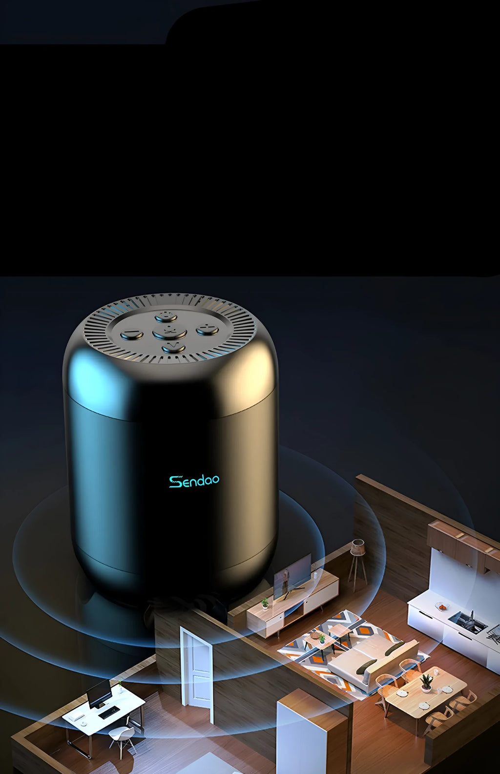 Compact black or white wireless Bluetooth speaker with USB port and card slot.