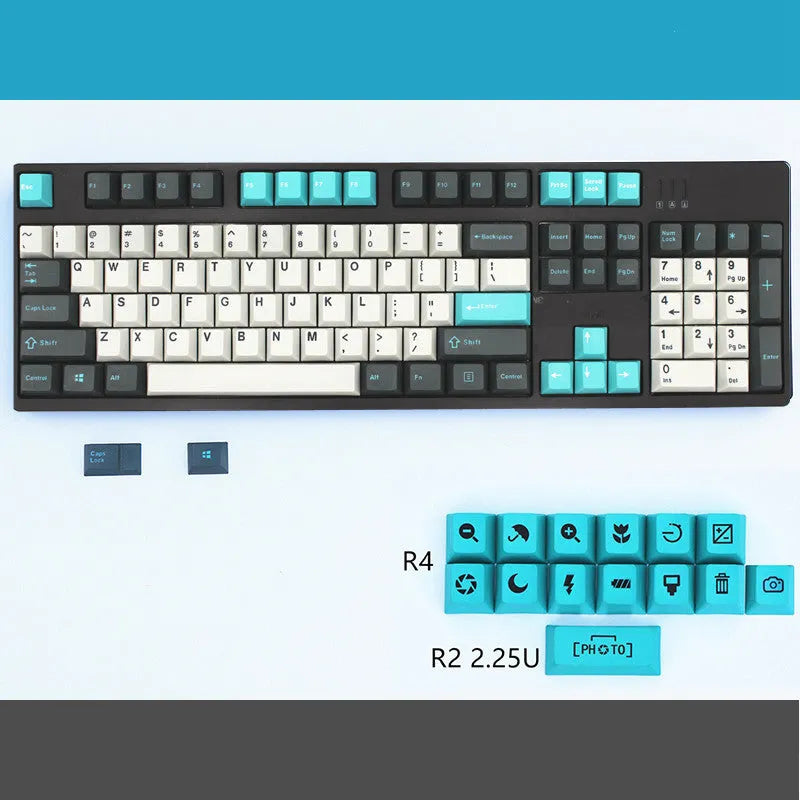 PBT mechanical keycap in Cheese Green and Nautilus Graphite Cyan, single keycap for wired keyboard