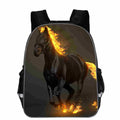 Cartoon horse design school backpack in polyester available in multiple colours and sizes.