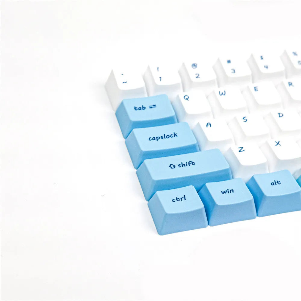 PBT sublimation keycap set with pink cherry blossom cartoon graphics for GK61 mechanical keyboards