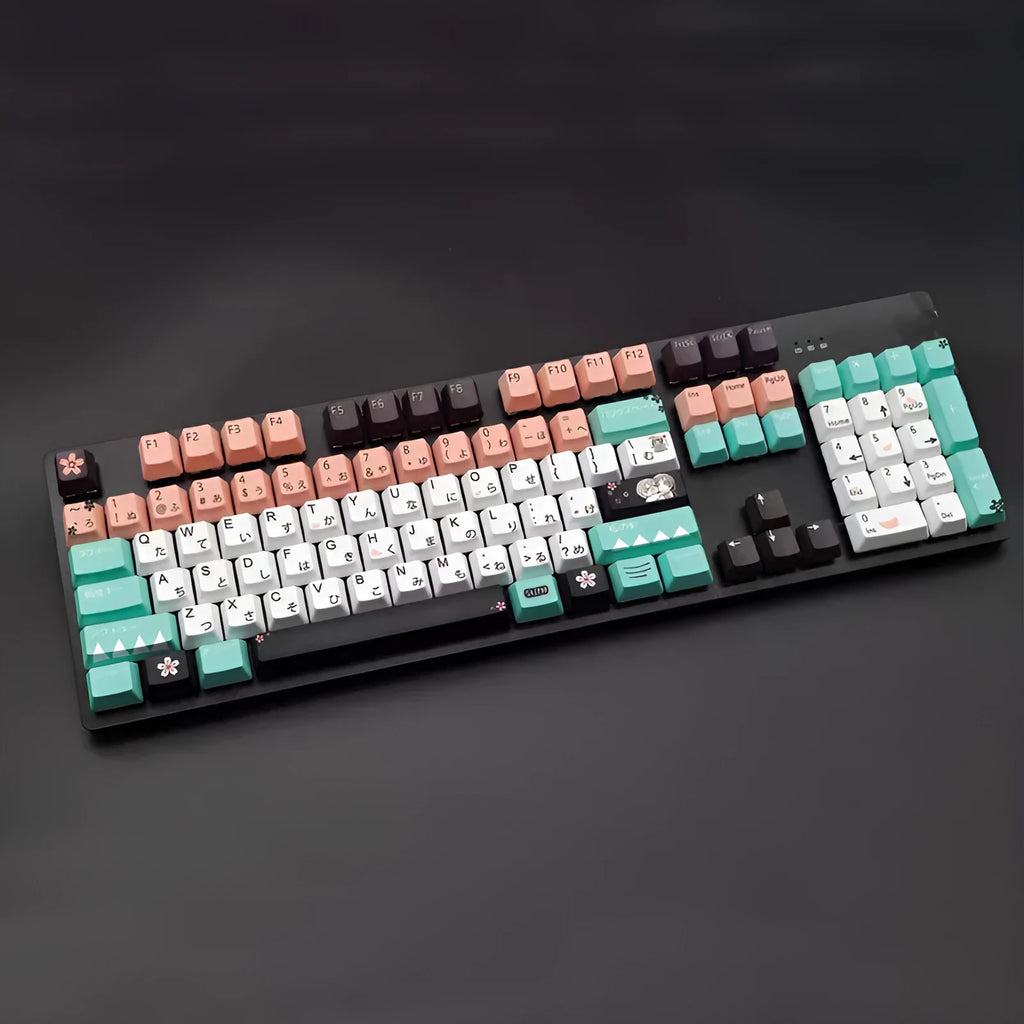 Single green Cherry MX mechanical keyboard keycap on white background