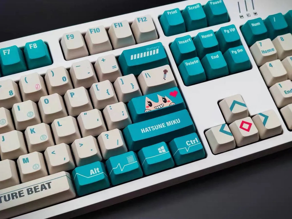 PBT sublimation keycap set with colour options Black Pink, Blue, and Brown, compatible with 104 108 87 key keyboards