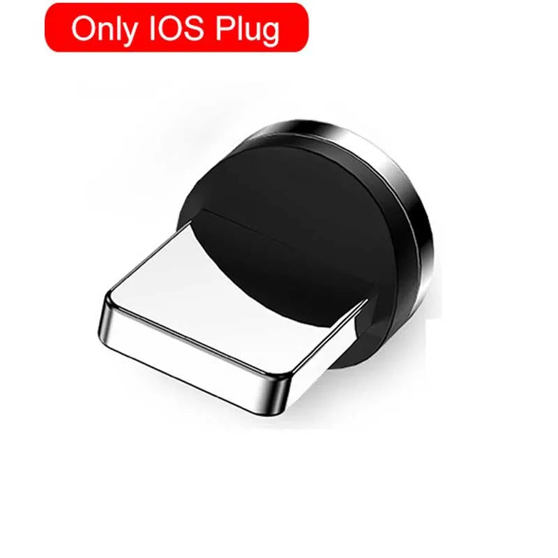 540 degree rotating magnetic data cable in black with USB connector for universal smartphone charging