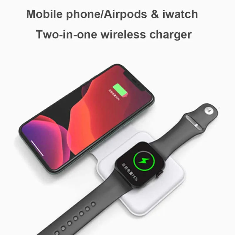 White 2 in 1 magnetic wireless charger with foldable design showing dual charging surfaces