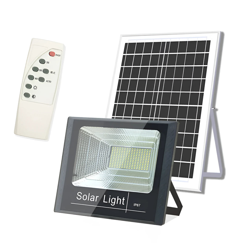 Modern Chinese style solar garden light with long cable, shown in an outdoor setting.