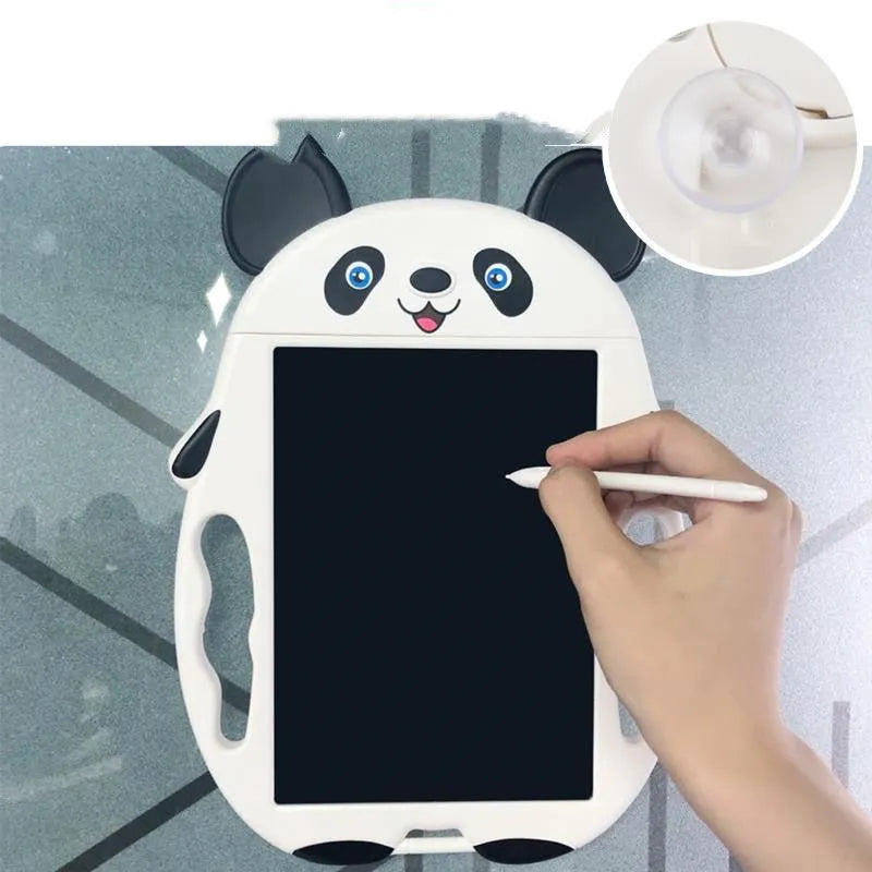 Panda-style LCD electronic drawing board with one-button clear function on a blue ABS plastic frame.