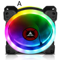 12cm square camouflage pattern PC cooling fan with glowing RGB LEDs on blades and a small central speaker.