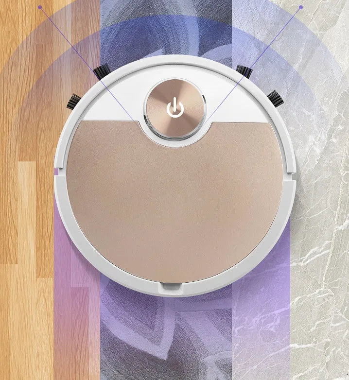 Golden remote control intelligent robot vacuum cleaner with 300mm square design and USB charging port