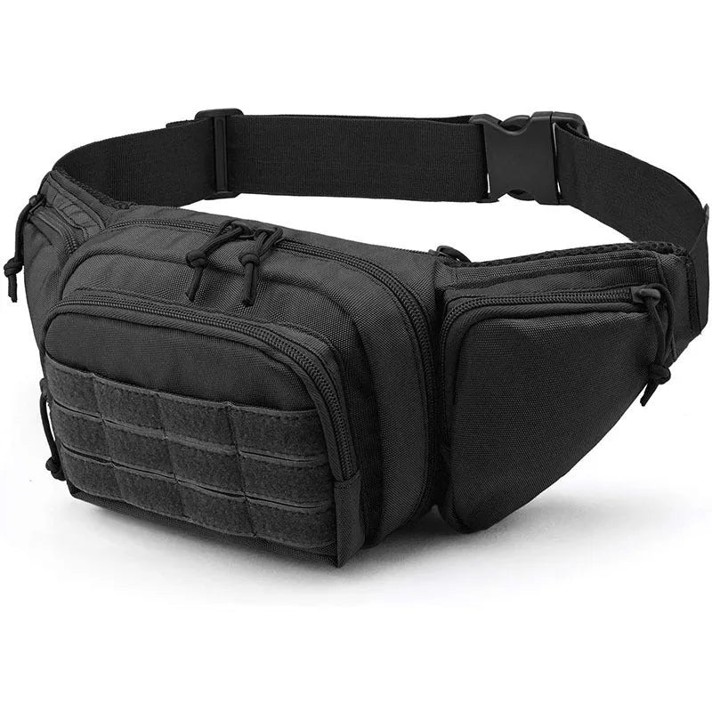 Men's tactical multifunctional waist bag in black and khaki colour options.