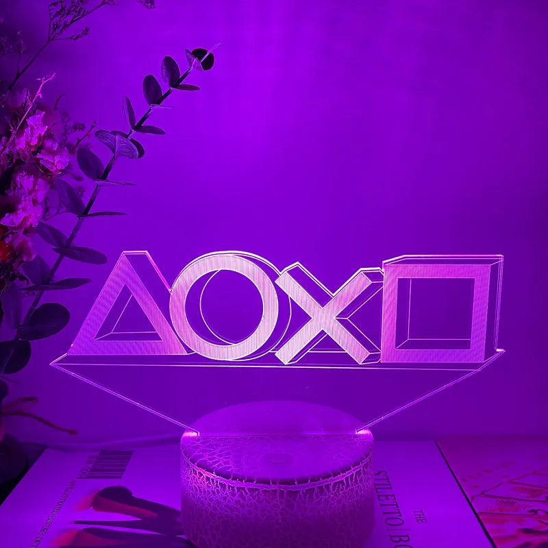 Gamepad-shaped LED desk lamp with touch control on black ABS base, USB powered with colourful lighting