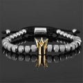 Titanium steel handmade bracelet set with Crown Cross Roman Numerals patterns, silver finish