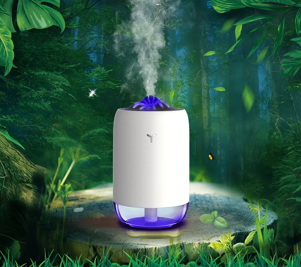 Magic Flame humidifier in columnar design with ultrasonic function and USB power connection