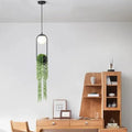 Iron aisle chandelier with hanging flower pot design and LED lighting.