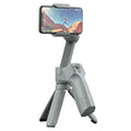 Magic Claw Mini MX folding phone stabiliser in grey, expanded mode showing clamp and hinge mechanism on a plain background