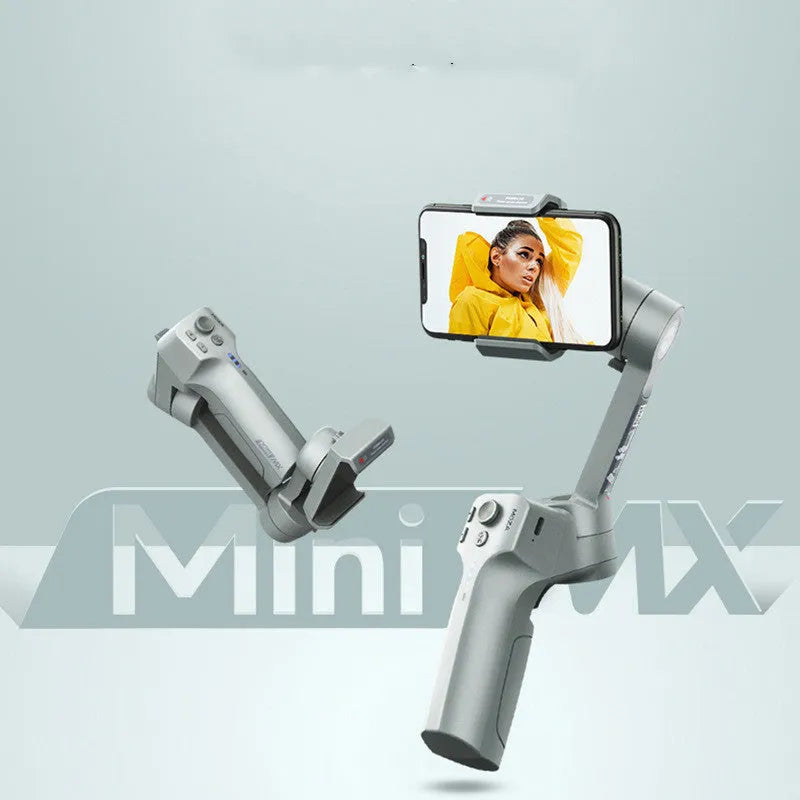 Magic Claw Mini MX folding phone stabiliser in grey, expanded mode showing clamp and hinge mechanism on a plain background
