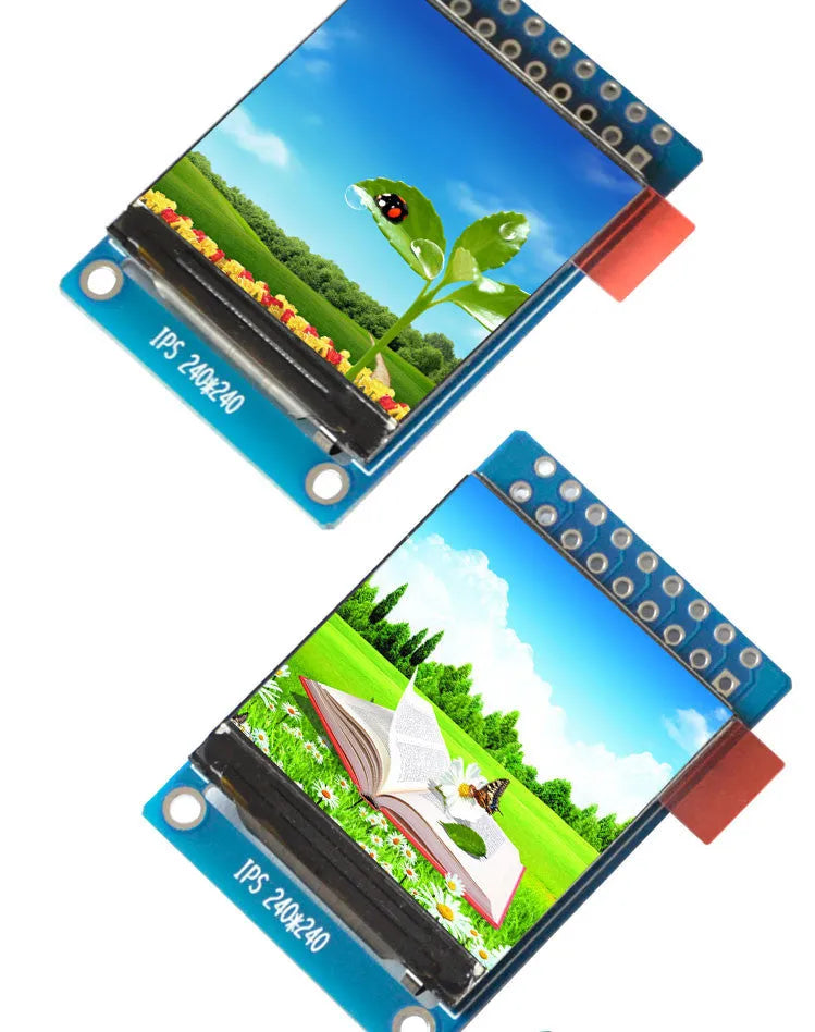 1.3 inch square IPS LCD display module with 240x240 resolution and 18-pin connector for microcontrollers