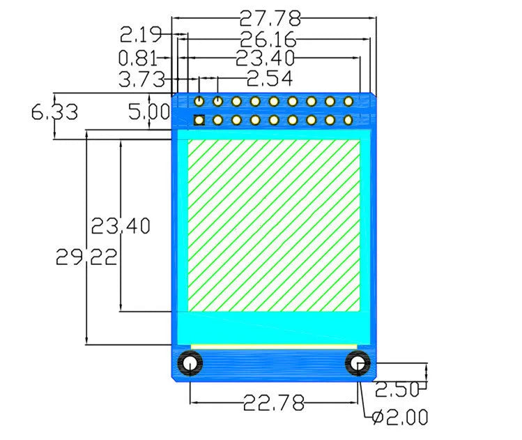 1.3 inch square IPS LCD display module with 240x240 resolution and 18-pin connector for microcontrollers