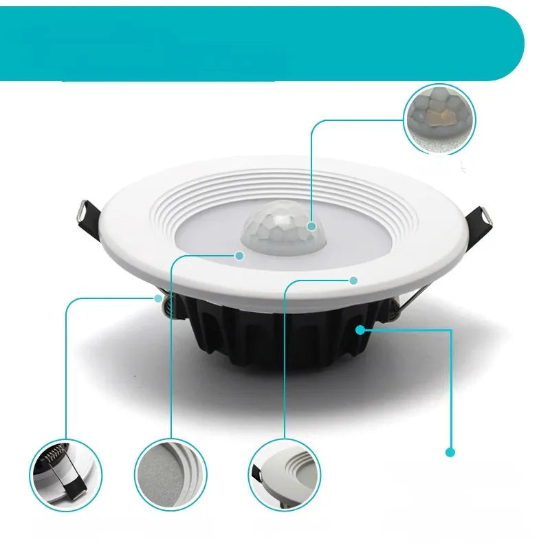 Infrared body sensing LED down light with aluminium housing for automatic kitchen study toilet lighting