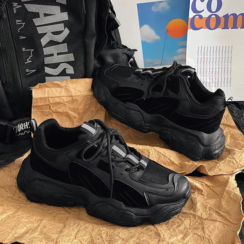 Mesh low-top casual daddy sneakers for men, breathable sports shoes in grey