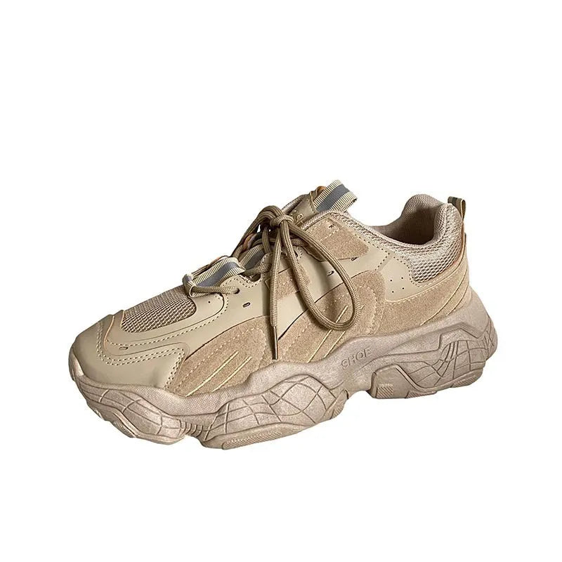Mesh low-top casual daddy sneakers for men, breathable sports shoes in grey