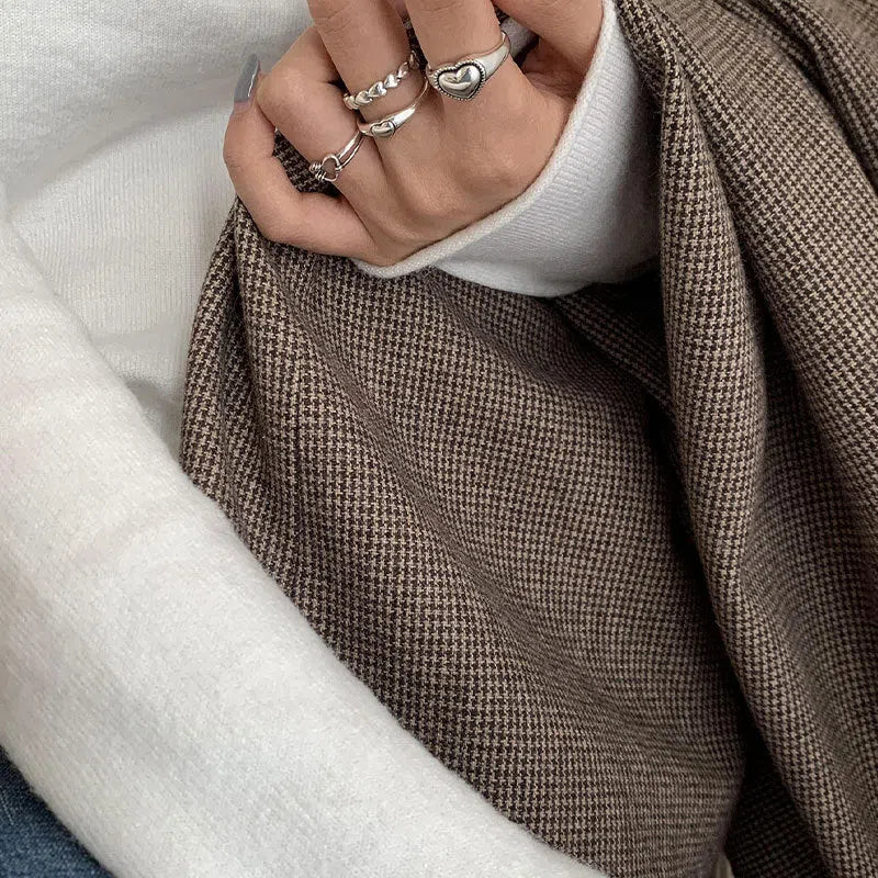 Open S925 silver love hollow out ring with adjustable opening and Thai silver plating