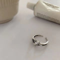 Open S925 silver love hollow out ring with adjustable opening and Thai silver plating