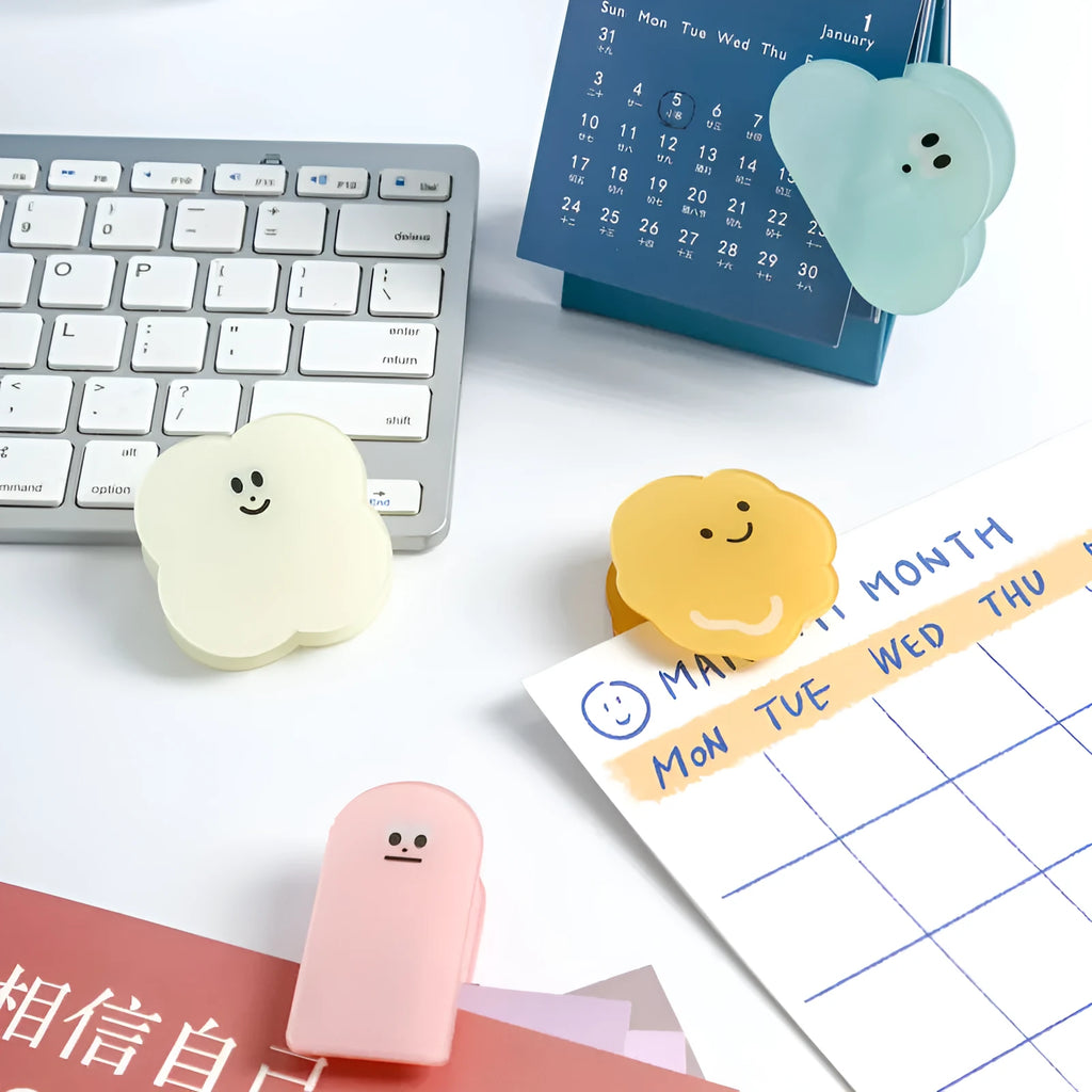 Acrylic cartoon-themed collage clip in beige, blue, orange, or pink colours for crafts and displays.