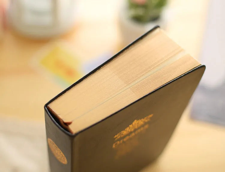 Jingu 25k thick imitation leather notebook open on a desk