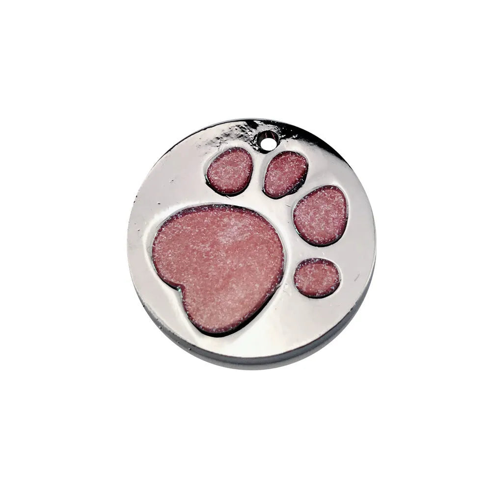 25mm alloy foot sole pet ID tag in light blue, dark blue, purple, red, rose red or pink