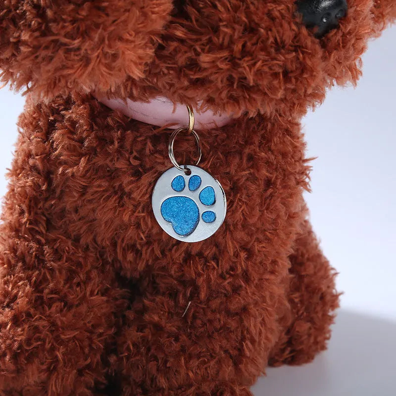 25mm alloy foot sole pet ID tag in light blue, dark blue, purple, red, rose red or pink