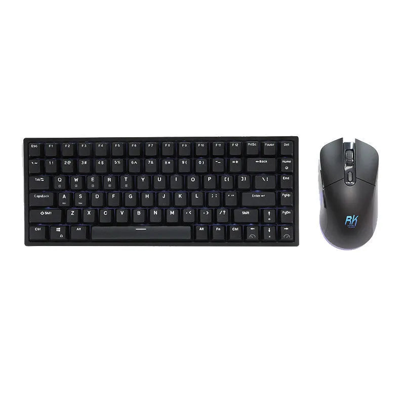 Wireless mechanical keyboard and mouse set with USB charging cable and transmitter
