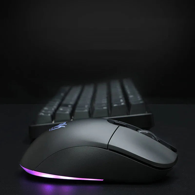 Wireless mechanical keyboard and mouse set with USB charging cable and transmitter