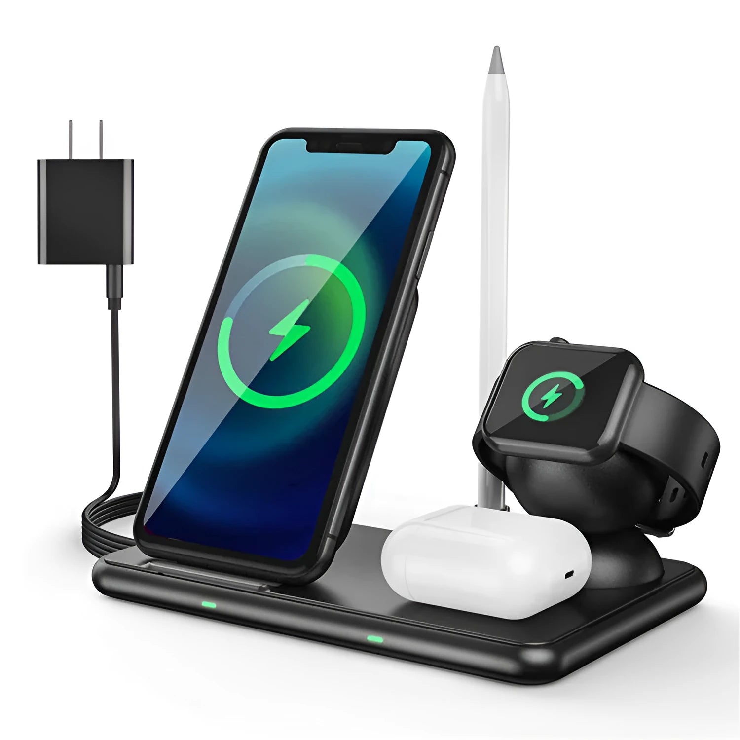 Black wireless charger for Apple mobile phones watches headsets with Type-C interface