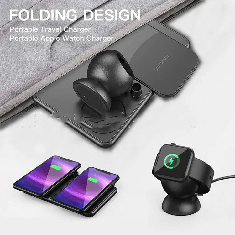 Black wireless charger for Apple mobile phones watches headsets with Type-C interface