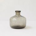 Geometric grey bubble glass vase with stained glass construction and electric stove pigment finish