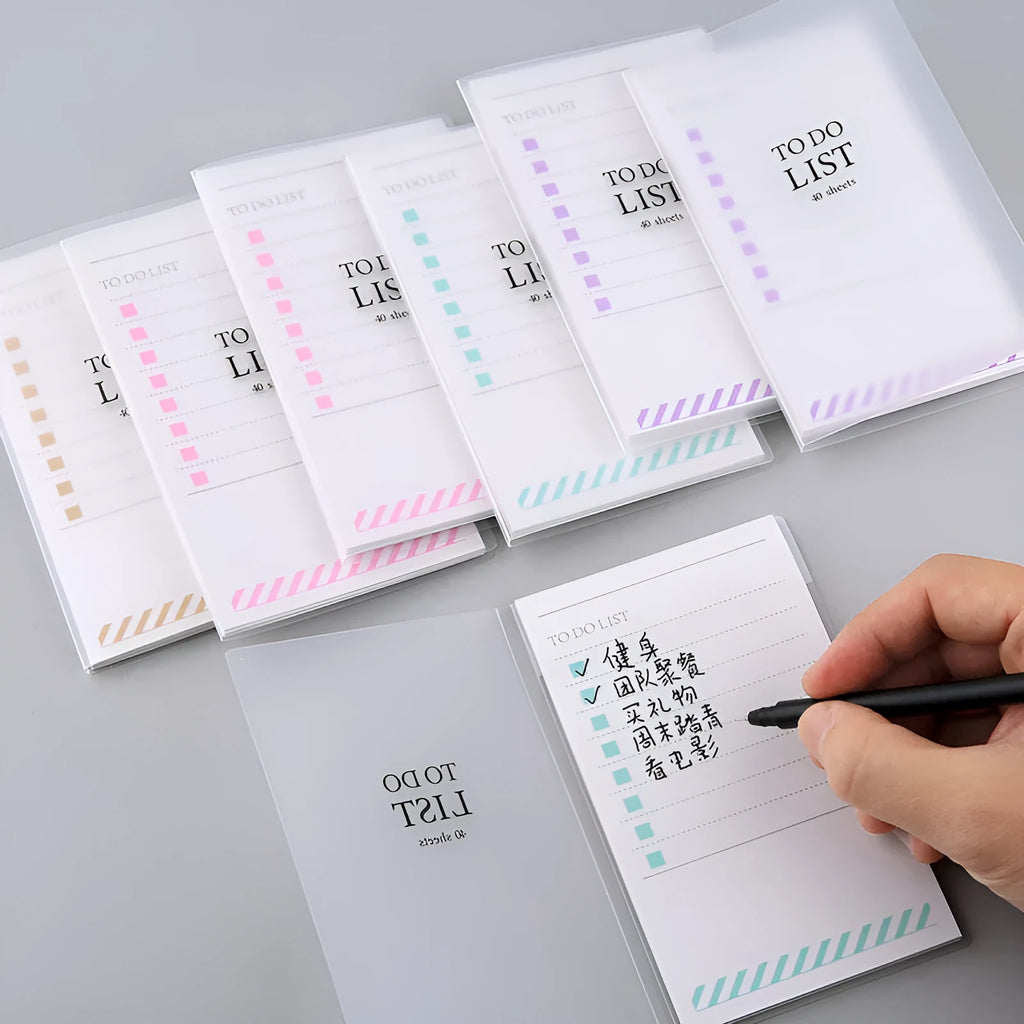 PP frosted notebook in yellow, green, or purple with 13x8cm dimensions and tearable pages