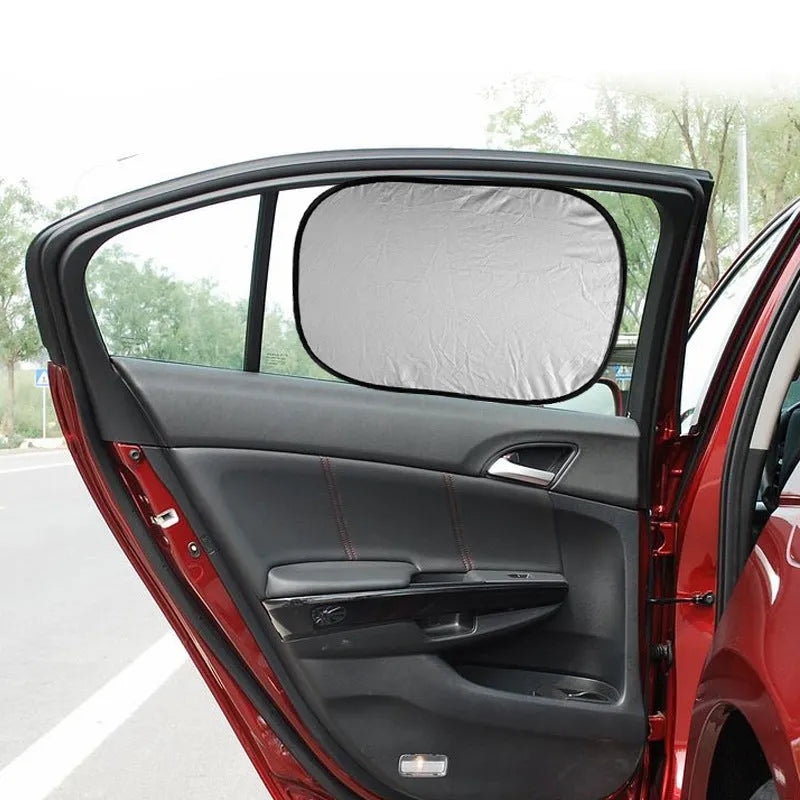 Suction cup car side window sun shade with silver coated reflective fabric for heat insulation