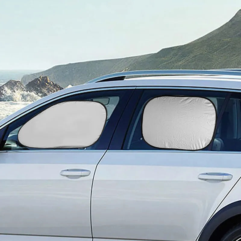 Suction cup car side window sun shade with silver coated reflective fabric for heat insulation