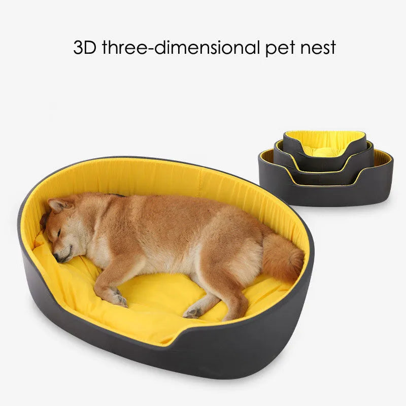 A green washable cloth pet kennel bed for cats or dogs, shown in a medium size.