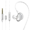 White in-ear sports headphones with back-wound cable design and 3.5mm plug