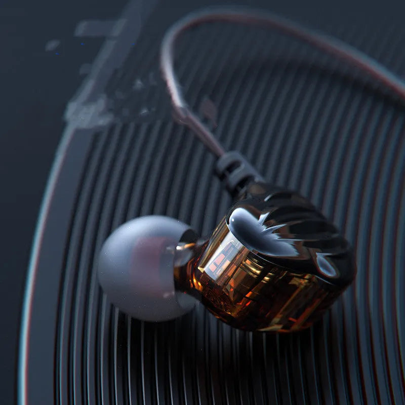 White in-ear sports headphones with back-wound cable design and 3.5mm plug