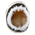 Small cloth dog kennel in beige and white, 41x38x26cm, for indoor use with small dogs