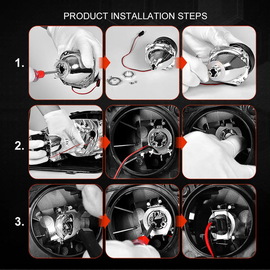 2.5 inch H1 HID bifocal projector lens in aviation aluminium for car and motorcycle headlight conversion