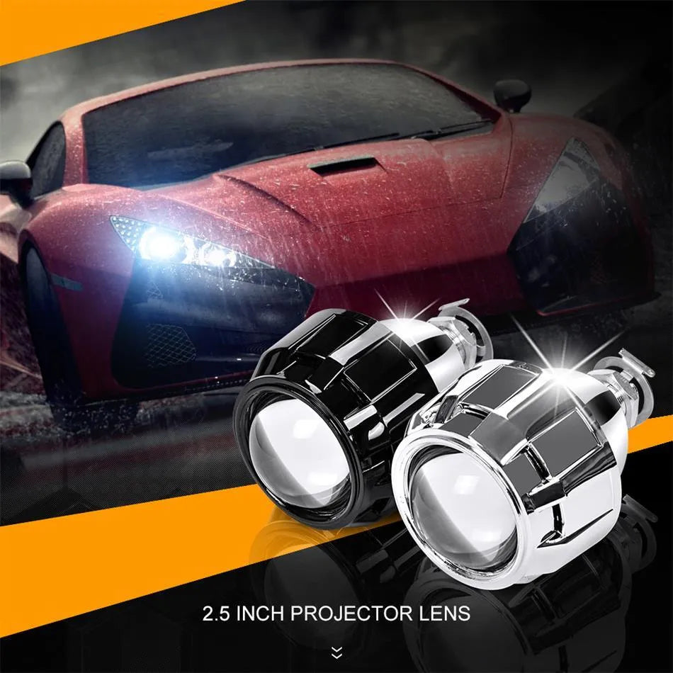 2.5 inch H1 HID bifocal projector lens in aviation aluminium for car and motorcycle headlight conversion