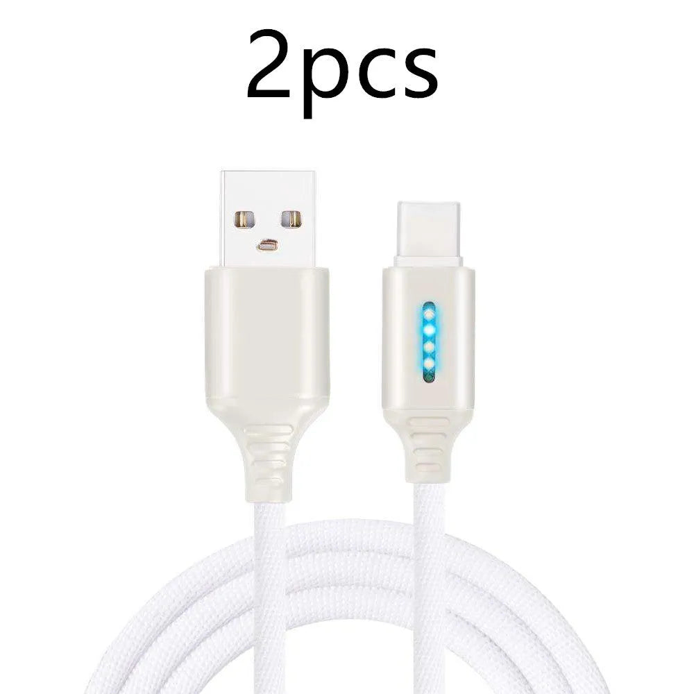 Black fabric weave USB fast charging cable with Android connector, 1 metre long.