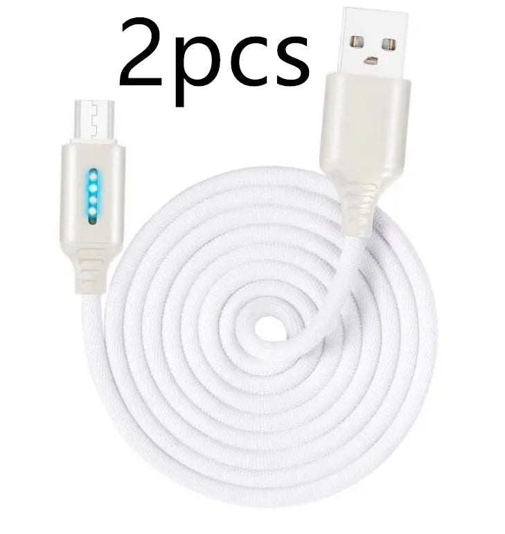 Black fabric weave USB fast charging cable with Android connector, 1 metre long.